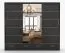 Grande armoire noire avec miroir | Portes coulissantes | 3 portes, 4 tiroirs, 7 compartiments | 218 x 250 x 61 cm | Lusatian 30