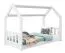 Lit cabane enfant en pin massif blanc | Design maison | 80 x 160 cm | Inclus sommier