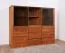 Vitrine Jussara 12, couleur : ambre, chêne partiellement massif - 150 x 178 x 42 cm (h x l x p)