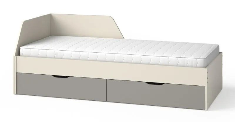 Lit une place avec rangement Maräne 09 | 2 grands tiroirs | Beige / Anthracite | 90 x 200 cm