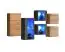 Ensemble moderne d'armoires suspendues / vitrines suspendues Volleberg 111, couleur : chêne Wotan / gris - dimensions : 80 x 150 x 25 cm (h x l x p), avec éclairage LED bleu