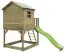Tour de jeux S20B, toit : vert, incl. toboggan ondulé, balcon, bac à sable et échelle en bois - Dimensions : 330 x 251 cm (l x p)