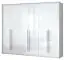 Armoire à portes battantes / armoire avec cadre LED Siumu 25, Couleur : Blanc / Blanc brillant - 226 x 277 x 60 cm (H x L x P)