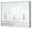 Armoire à portes battantes / armoire avec cadre Siumu 36, Couleur : Blanc / Blanc brillant - 226 x 277 x 60 cm (H x L x P)