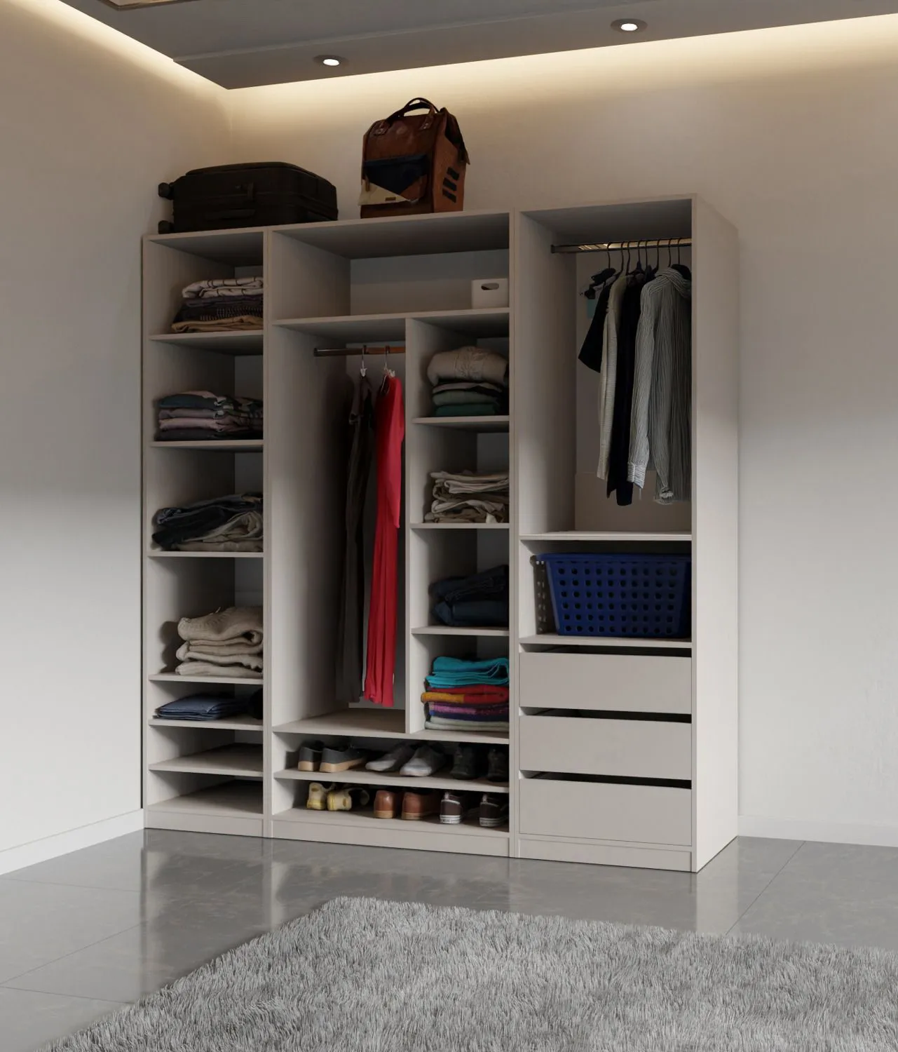 Commode étagère Vintage Blanche Avec Miroir Et Tiroirs - 45x35x101-150 Cm - Livrée Assemblée