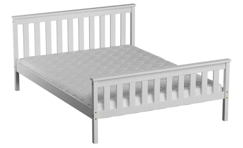 Lit simple / lit d'appoint en bois de pin massif, laqué blanc A28, avec sommier à lattes - Dimensions 90 x 200 cm 