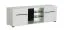 Meuble TV Idos 01 avec 2 portes | Blanc/Blanc Brillant/Noir | 5 compartiments | Verre Parsol | 49,5 x 150 x 41,5 cm