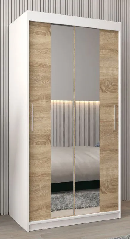 1 mètre de large Armoire avec 2 portes | Couleur : Chêne Sonoma / Blanc Abbildung