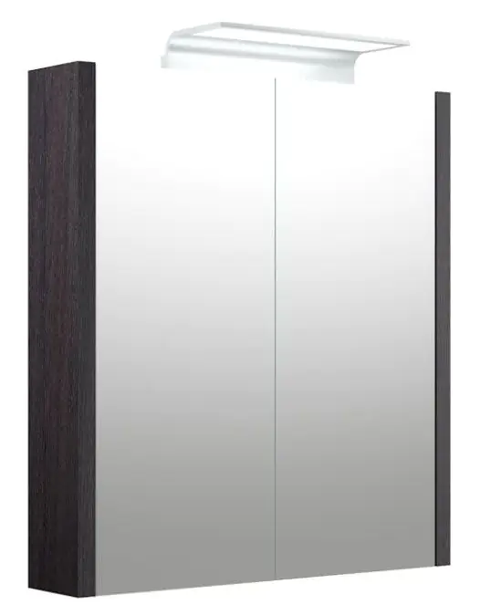 Salle de bain - Armoire de toilette Bidar 08, couleur : chêne noir - 65 x 60 x 12 cm (H x L x P)