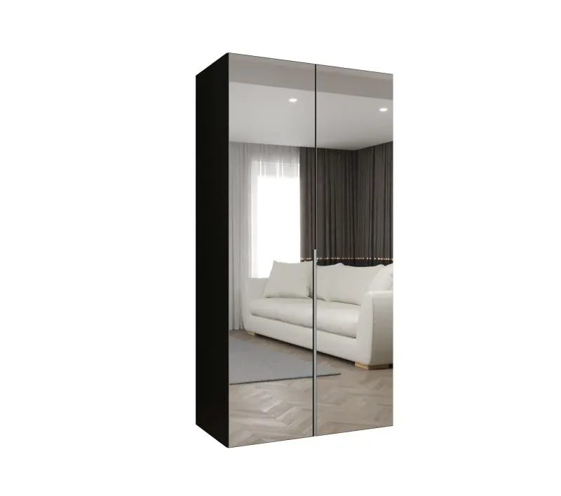 Armoire à portes battantes Eiger 117 | Noir | Fermeture douce | 100 cm | Poignées effet cachemire