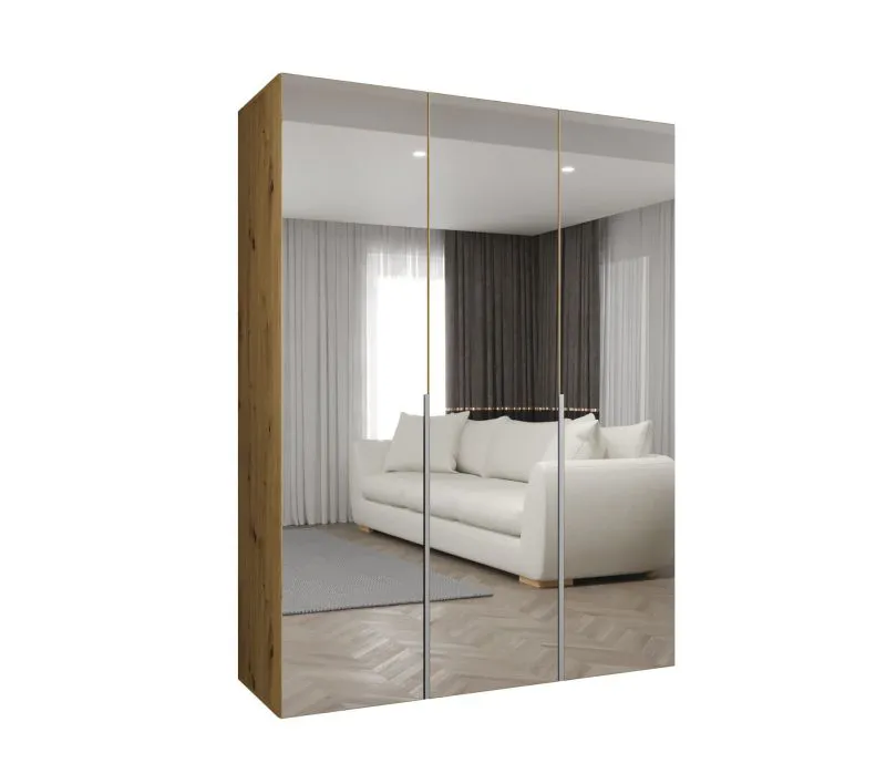 Armoire Eiger 123 | Trois portes miroir | Deux tringles | Soft-close | 1,5 m de large | Chambre