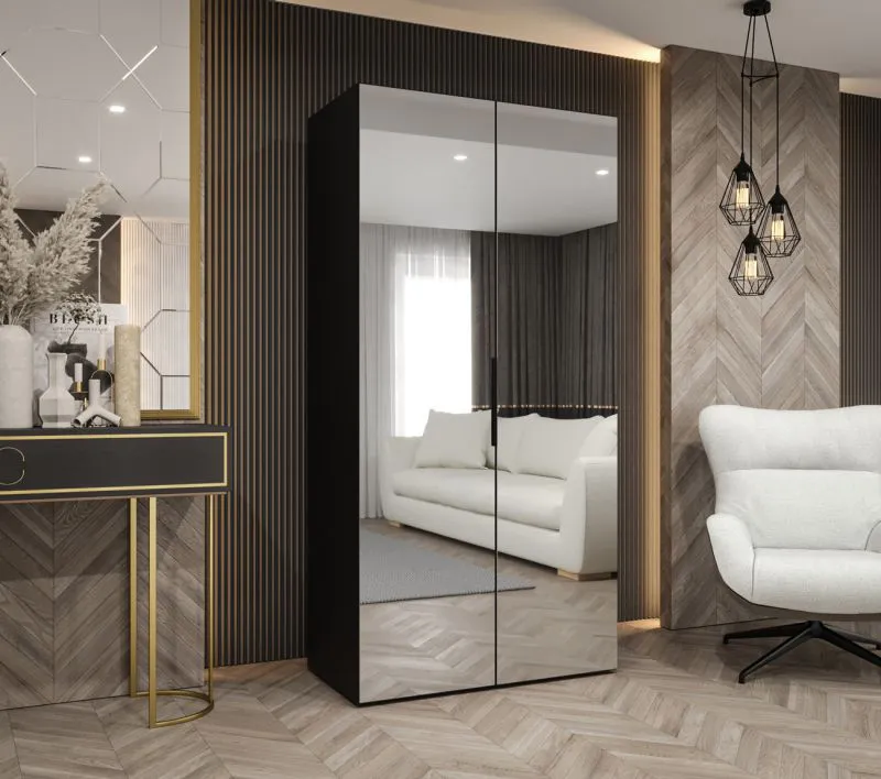 Armoire penderie Korab 116 | Noir | 1 mètre de large | Soft-Close | Rangements optimisés