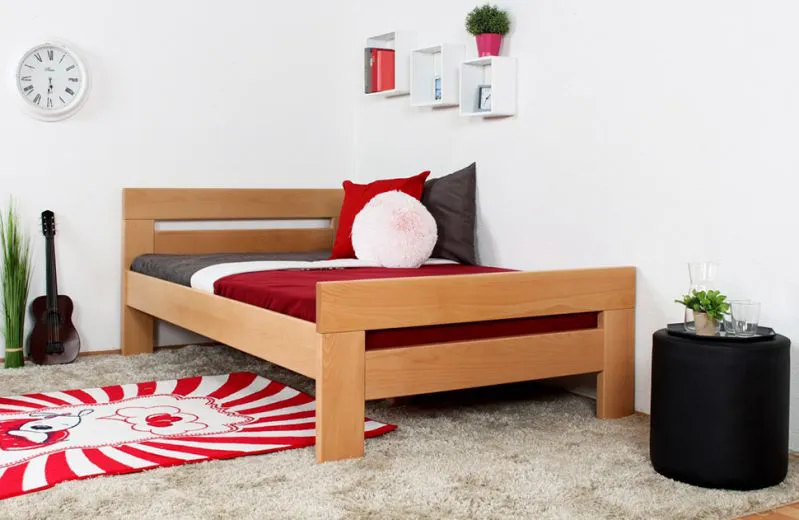Lit pour enfant 120 x 200 cm | Bois massif: Hêtre | Laqué Naturel Abbildung