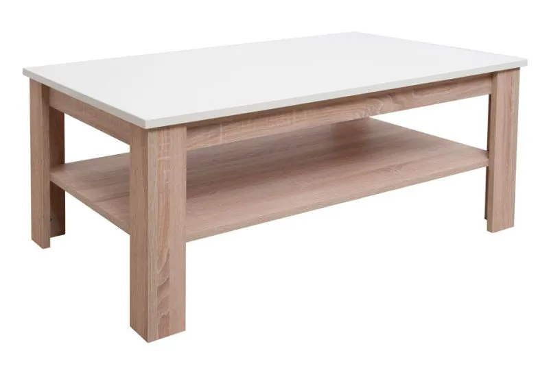 Table basse Comillas 01 | Chêne brun et crème | 102 x 64 x 47 cm | Design moderne et rangement pratique