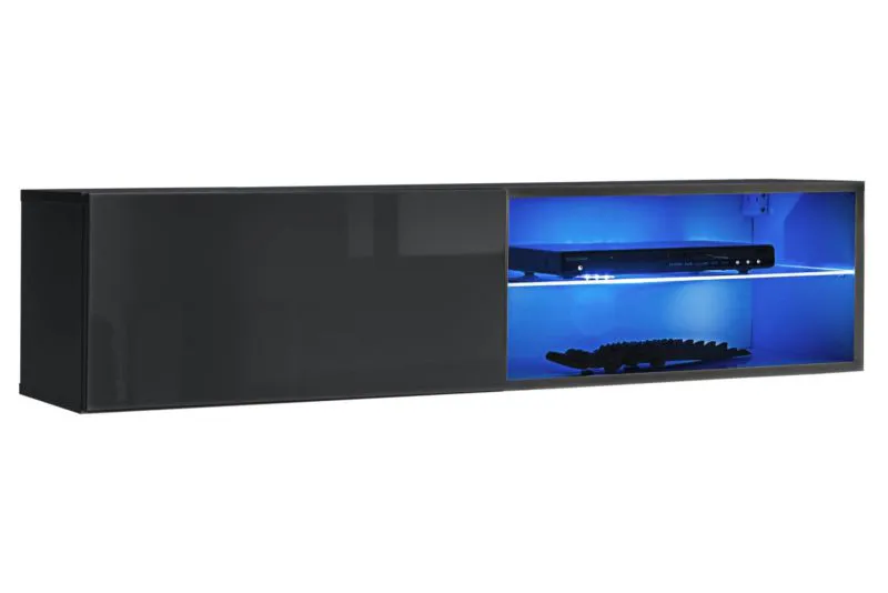 Meuble TV Möllen 23 avec éclairage LED | Gris élégant | 120 cm | 3 compartiments