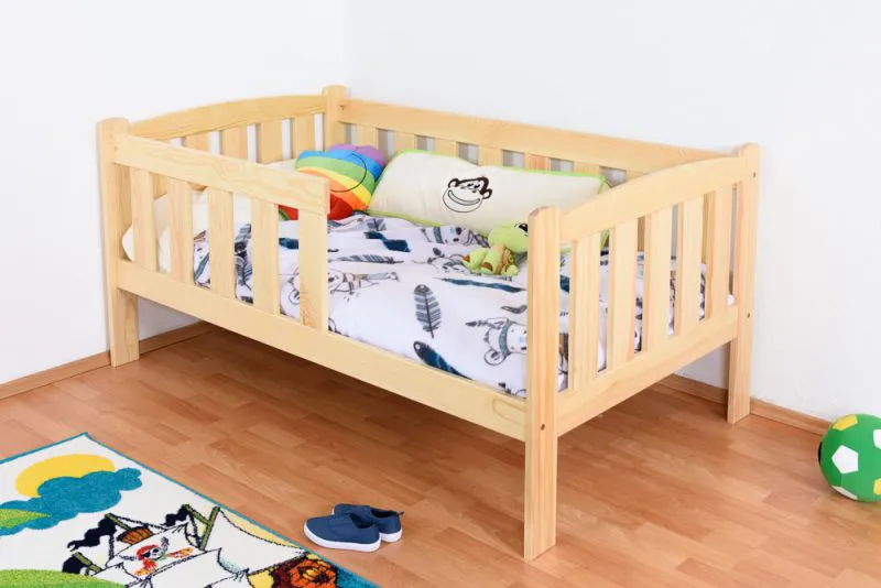 Lit junior en pin massif naturel | Sommier à lattes inclus | 90 x 160 cm | Design moderne et robuste