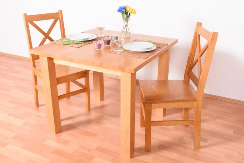 Table carrée en pin massif teinte aulne Junco 239B | 90 x 90 cm | Design moderne | Grande stabilité