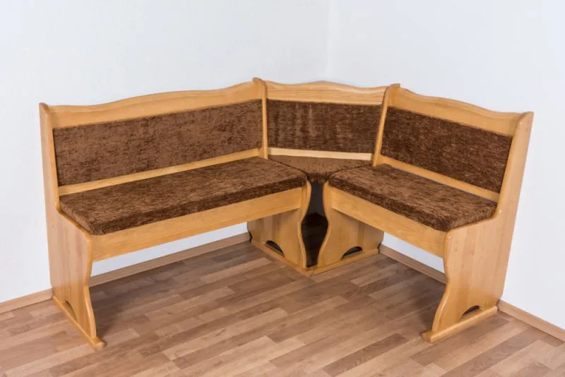 Banc d'angle en pin massif couleur aulne Junco 244 | Design L contemporain | 85 x 111 x 151,50 cm