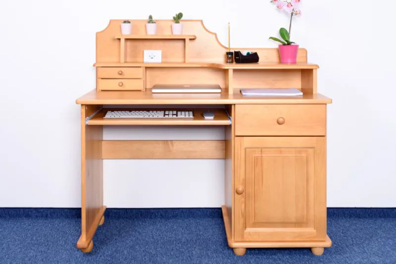 Bureau en pin massif | Finition aulne Junco 188 | 106 x 120 x 57 cm | Design moderne et robuste