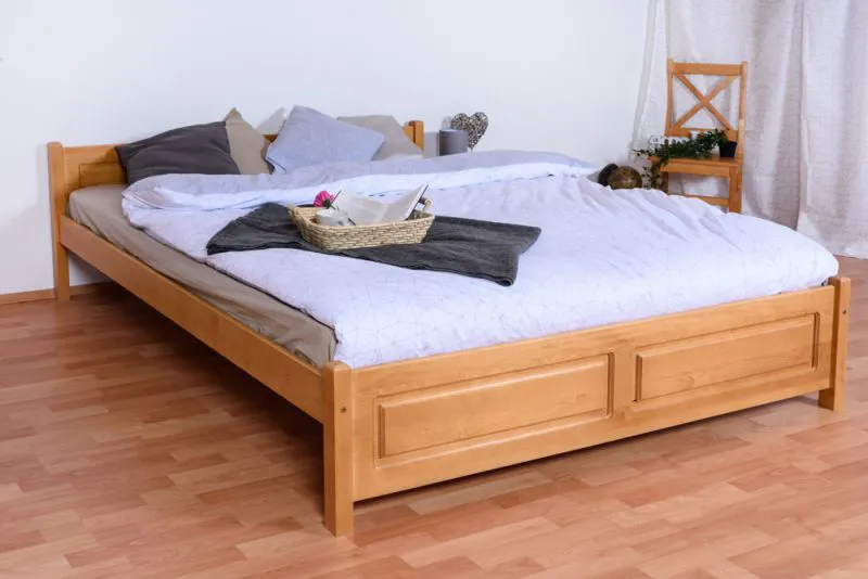 Lit double / lit d'appoint en pin massif, couleur aulne 77C, avec sommier à lattes - 180 x 200 cm (l x L)