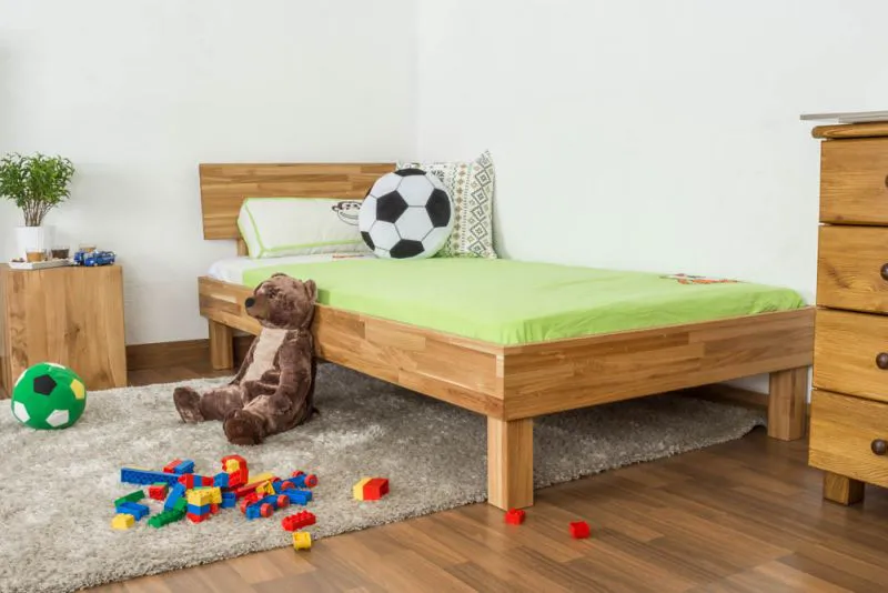 Lit de jeune en bois de chêne massif huilé Wooden Nature 02 - couchette 90 x 200 cm (l x L)