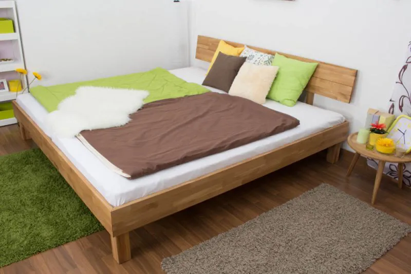 Lit futon en bois massif Wooden Nature 01 | Chêne huilé | 200 x 200 cm | Design moderne | Grande stabilité