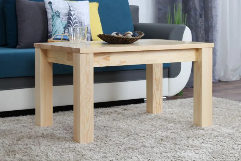Table basse Junco 484 | Pin massif naturel | 90 x 60 x 50 cm | Design moderne, robuste, gain de place