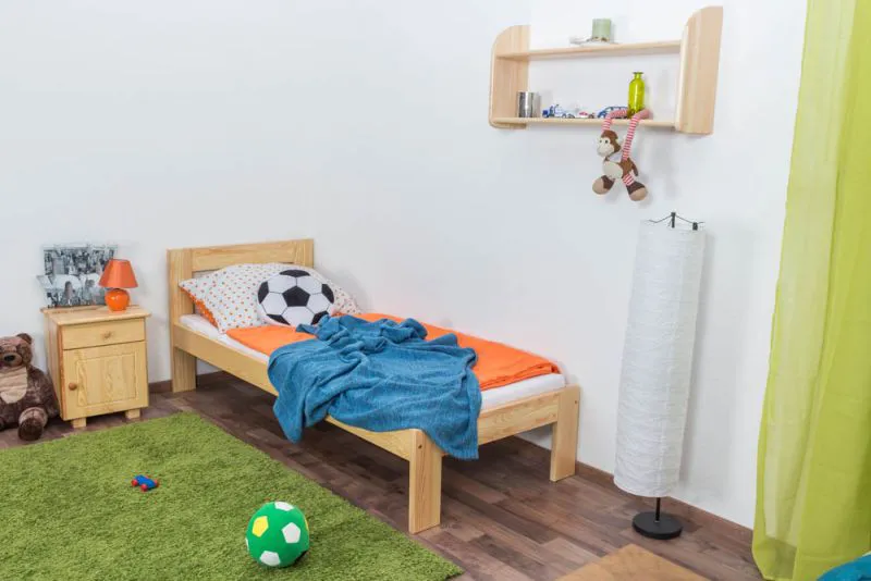 Lit enfant ou adolescent en pin massif naturel 74 | Sommier inclus | Couchage 80 x 200 cm