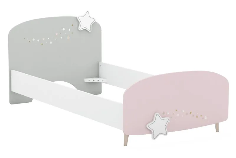 Lit d'enfant / Lit d'adolescent Ines 12, Couleur : Blanc / Rose / Gris - Surface de couchage : 90 x 200 cm (l x L)