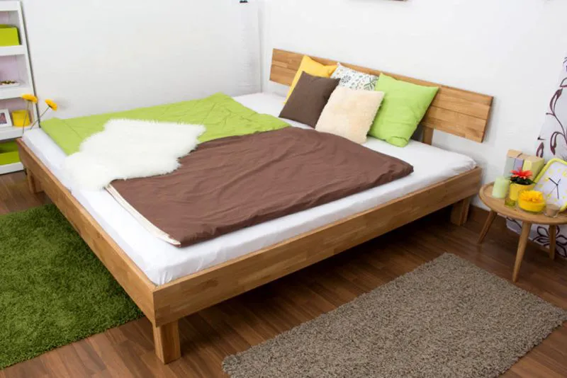 Bois massif Lit | 200 x 200 cm | Chêne | Huilé Abbildung
