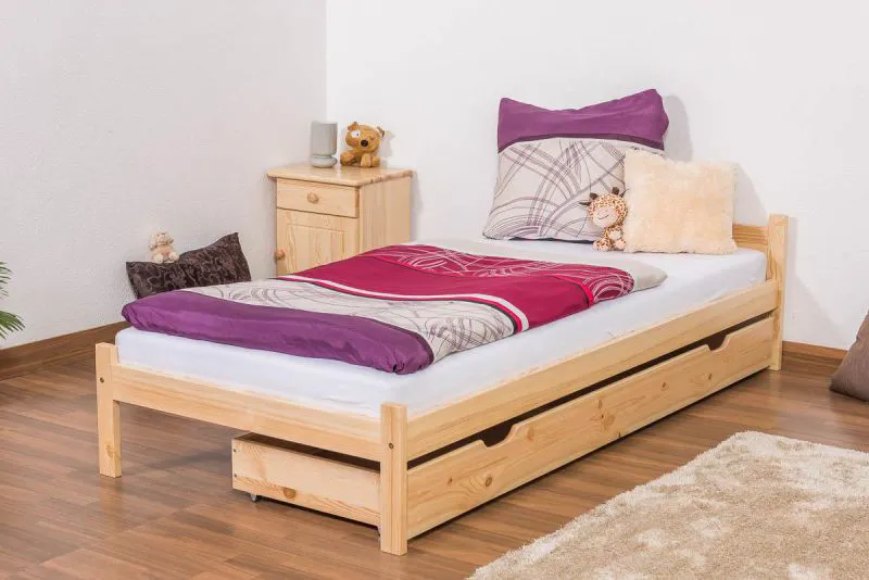 Lit en bois Cadre de lit Pin 90 x 200 cm Naturel Abbildung
