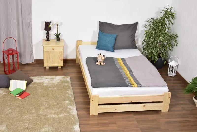 Bois massif Lit Pin 160 x 200 cm Naturel avec sommier à lattes Abbildung