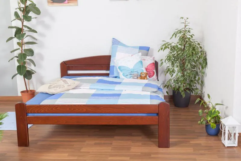 Lit 160 x 200 cm Hêtre Brun foncé avec sommier à lattes Abbildung