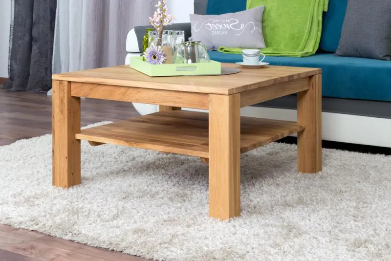 Table basse Chêne Bois massif Couleur: Naturel 45x80x80 cm Abbildung