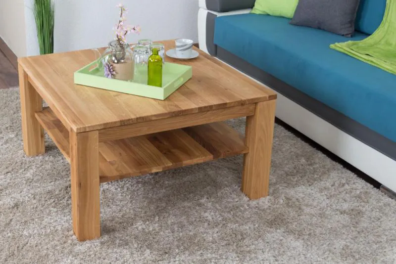 Table basse Chêne Bois massif Couleur: Naturel 45x80x80 cm Meubles de salon Aménagement de salon Abbildung
