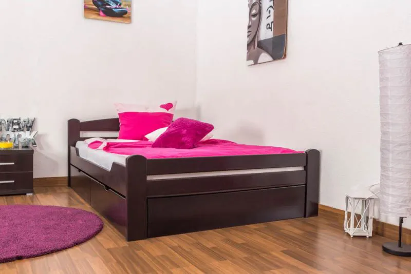 Hêtre Bois massif Lit 140 x 200 cm Brun chocolat Abbildung