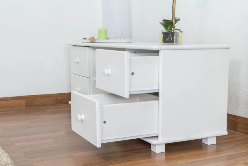 TV-Buffet bas Bois massif Couleur: Blanc 55x136x47 cm Abbildung