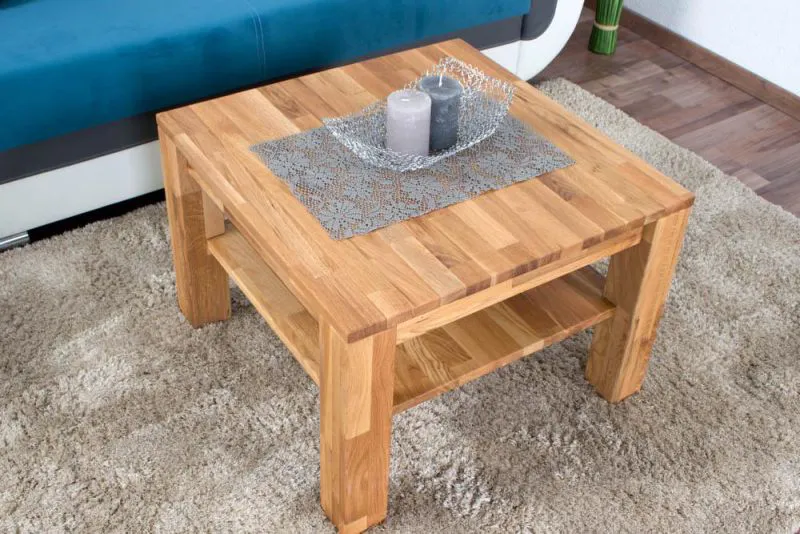 Table basse Chêne Bois massif Couleur: Naturel 45x65x65 cm Abbildung
