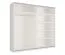 Armoire à portes coulissantes /  6 compartiments / Avec miroir / 1 tringle à vêtements / Blanc / 221 x 60 x 207 cm / Poignées en métal / Système de fermeture Soft-Close / Igoumenitsa 01 / 2 portes coulissantes