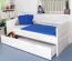 90 x 200 cm Lit de chambre d'enfant avec coffre de lit comme lit d'appoint ou espace de rangement | Bois massif : hêtre | Laqué blanc | incl. 2ème couchage 90 x 190 cm extensible et 2 sommiers à lattes Abbildung