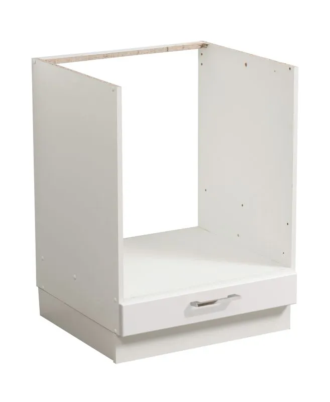 Meuble bas pour appareils encastrables Kunja, Couleur : Blanc / Blanc brillant, Dimensions : 82 x 60 x 55 cm
