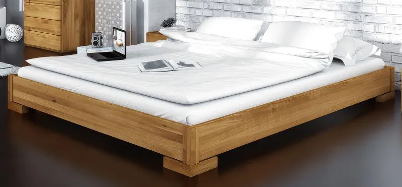 Lit double Kapiti 10 | Chêne sauvage massif huilé | Couchage 160 x 200 cm | Design naturel et raffiné