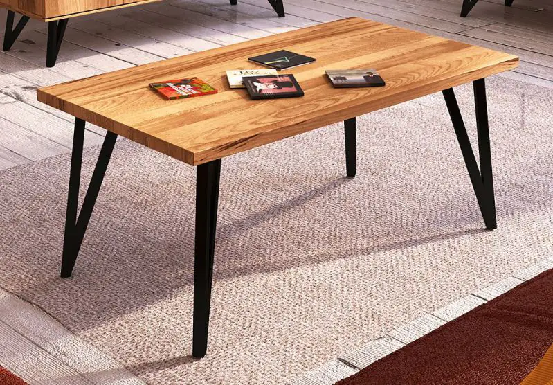Table basse Masterton 24, bois de hêtre massif huilé - Dimensions : 60 x 80 x 48 cm (l x p x h)