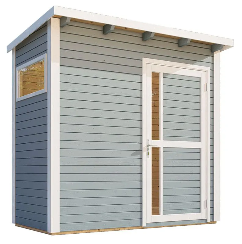 Abri de jardin Kiel 01 avec plancher, gris clair laqué - en éléments de 19 mm, surface au sol : 2,60 m², toit à une pente
