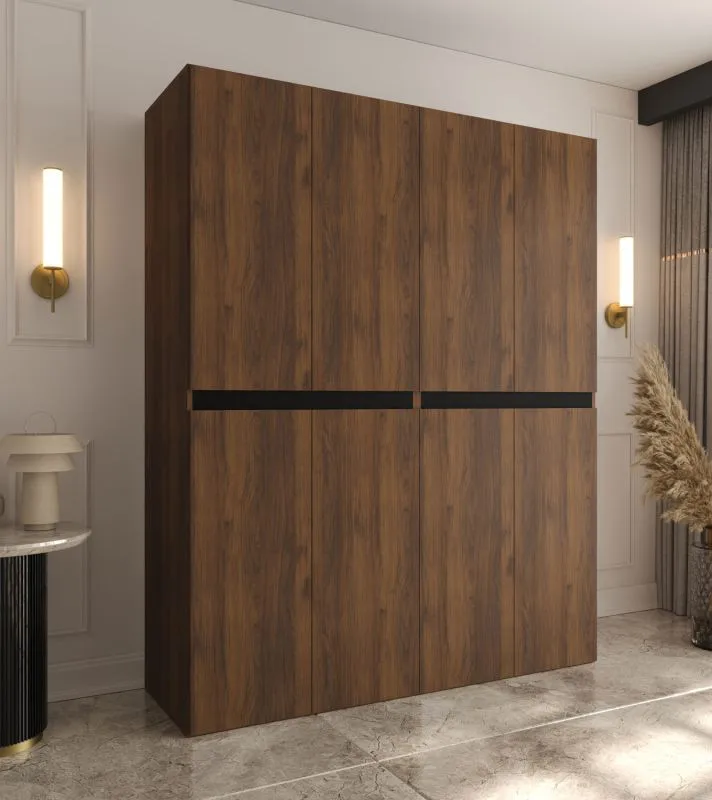 Armoire / Couleur : Noyer Warmia / 8 portes battantes / 6 compartiments / Système de fermeture Soft-Close / 2 tringles à vêtements / 160 x 52 x 203 cm / Finition haut de gamme / Pour chambre à coucher