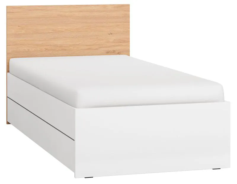 Lit simple / lit d’appoint Arbolita 48 | Blanc & Chêne | 90 x 200 cm | Design moderne et gain de place