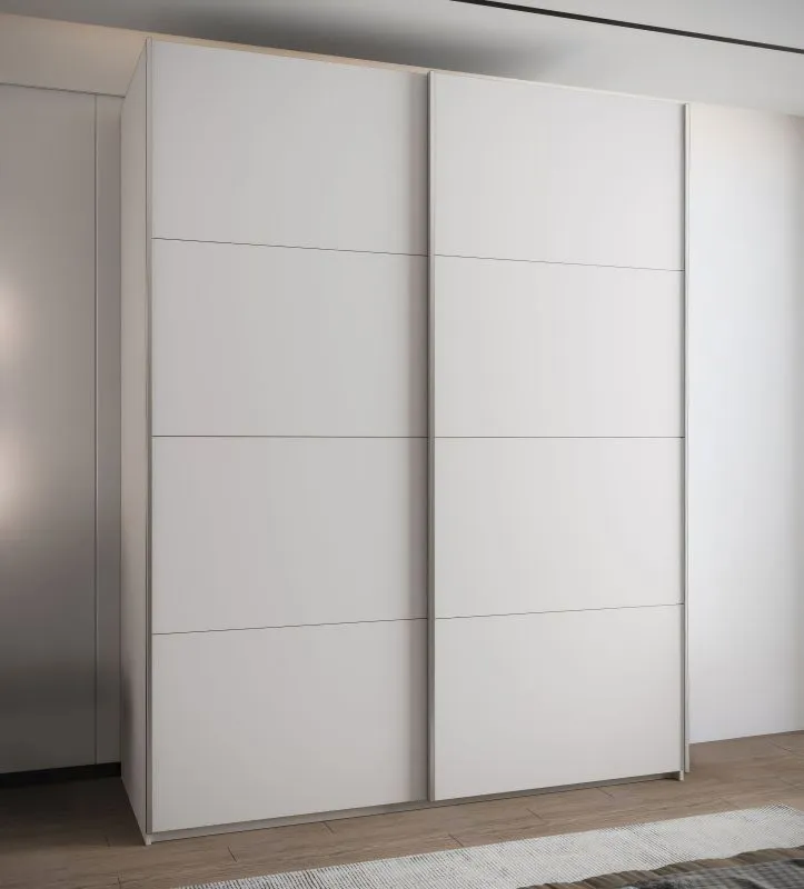 Penderie / Armoire à portes coulissantes / 6 étagères / 11 compartiments / 245,5 x 190 x 64 cm / 2 tringles à vêtements / 2 portes coulissantes / Couleur : Blanc / Soft-Close