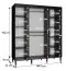 Armoire à portes coulissantes avec deux barres de penderie Jotunheimen 56, couleur : noir - Dimensions : 208 x 180,5 x 62 cm (h x l x p)