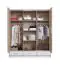 Armoire à portes battantes / armoire avec miroir Beerzel 01, couleur : chêne / blanc - Dimensions : 230 x 204 x 60 cm (H x L x P)