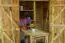 Armoire de jardin / Armoire à outils avec table Offingen, imprégnation verte - Dimensions extérieures avec toit : 125 x 66 x 186 cm (l x L x h)